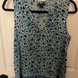 Lucky Brand Blue Sleeveless Floral Top Size S